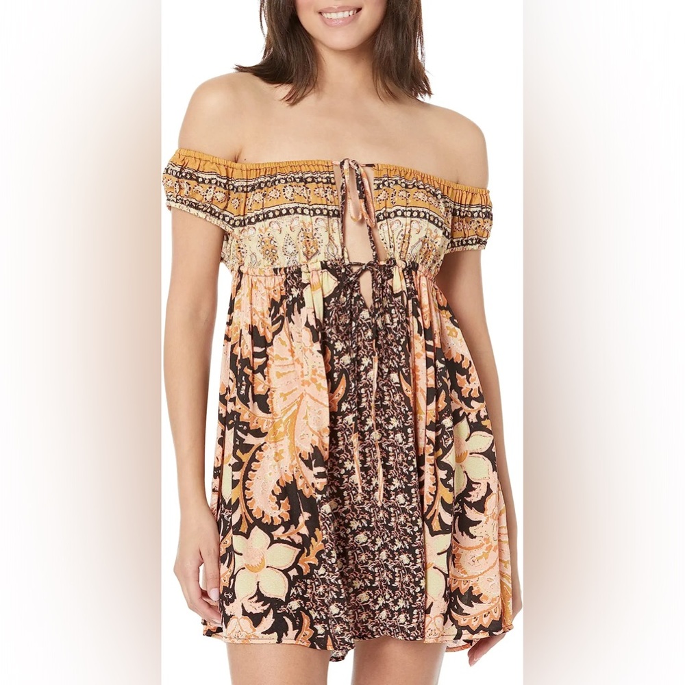 🆕FREE PEOPLE Bali Mariposa Mini Slip Black Combo-Size Medium